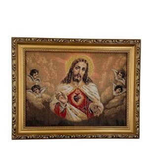 CUADRO GOBELINO CORAZON DE JESUS